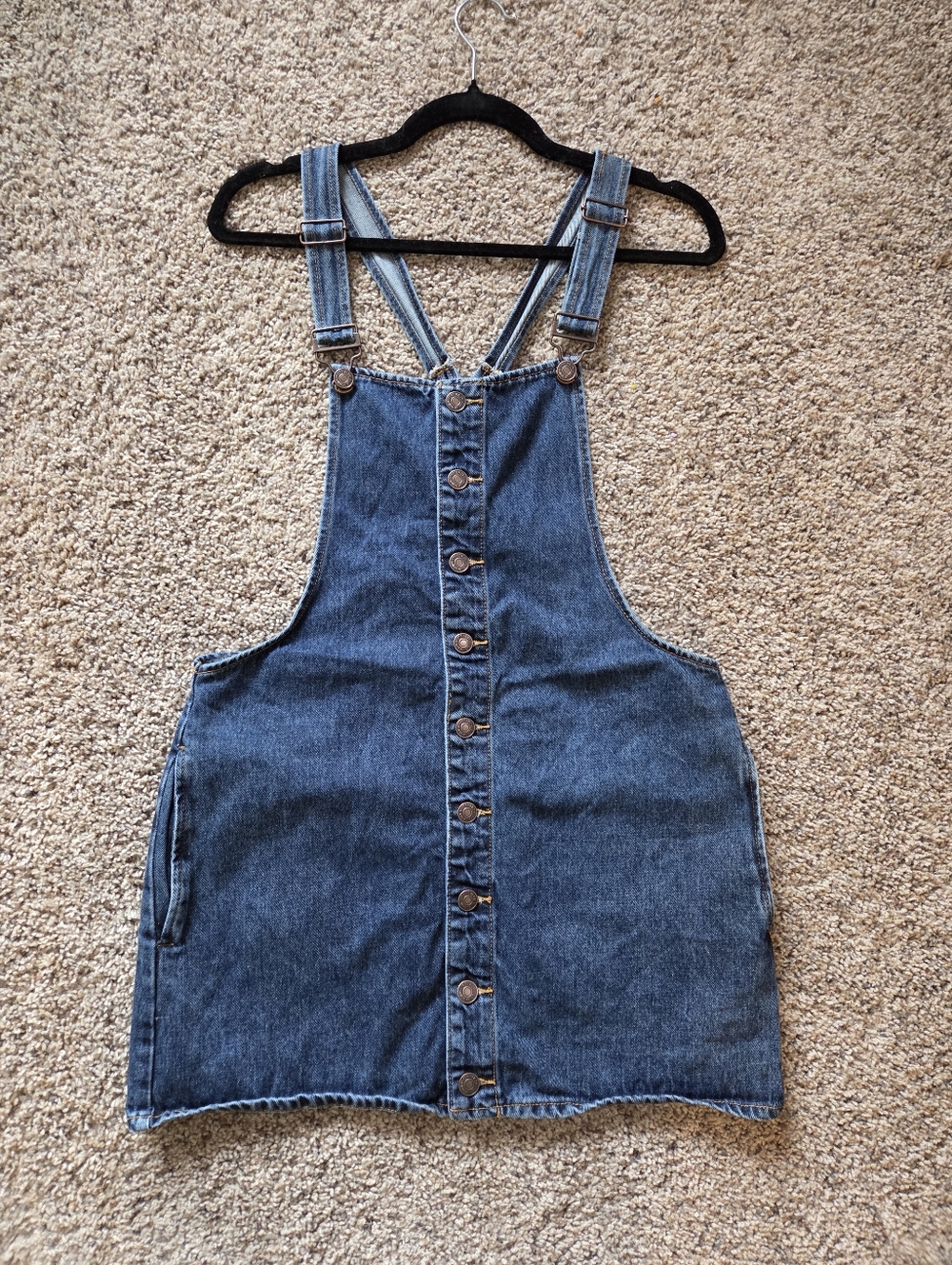 Forever 21 Denim Button-Front Overall Dress w/ Pockets